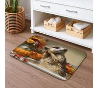 Tapis de bain à séchage rapide, motif feuilles d'automne et citrouilles, absorbant, antidérapant, lavable en flanelle, pour décoration de salle de bain, 50,8 x 81,3 cm