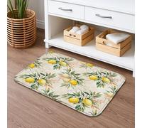 Tapis de bain à séchage rapide, motif floral citron, vintage, absorbant, antidérapant, lavable en flanelle, pour salle de bain, toilettes, toilettes, 40,6 x 61 cm
