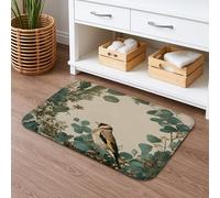 Tapis de bain à séchage rapide, motif floral et oiseau, vintage, botanique, nature, absorbant, antidérapant, tapis de bain en mousse à mémoire de forme lavable pour décoration de salle de bain, 50,8 x