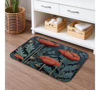 Tapis de bain à séchage rapide, motif floral feuilles de coquelicot vintage, absorbant, antidérapant, lavable pour salle de bains et toilettes, 40,6 x 61 cm