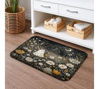 Tapis de bain à séchage rapide Motif floral Halloween Ghosts Noir/blanc 40,6 x 61 cm