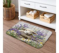 Tapis de bain à séchage rapide - Motif floral - Lavande rustique - Chrysanthème - Absorbant et antidérapant - En flanelle - Lavable - Pour salle de bain, toilettes, toilettes - 50,8 x 81,3 cm