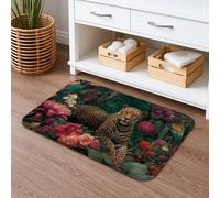 Tapis de bain à séchage rapide, motif floral léopard, exotique, jungle, absorbant, antidérapant, lavable pour salle de bain, toilettes, toilettes, décoration 50,8 x 81,3 cm