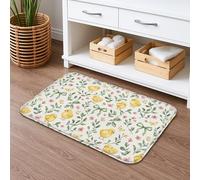 Tapis de bain à séchage rapide, motif floral printanier, vintage, oiseaux jaunes, absorbant, antidérapant, tapis de bain décoratif en flanelle lavable pour salle de bain et toilettes, 40,6 x 61 cm