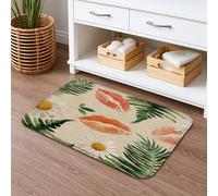 Tapis de bain à séchage rapide, motif floral tropical, vintage, baiser, lèvres, verdure, absorbant, antidérapant, lavable en mousse à mémoire de forme, pour salle de bain, toilettes, toilettes