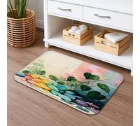Tapis de bain à séchage rapide, motif floral vif, galets colorés, décoratif, absorbant, antidérapant, tapis de bain en mousse à mémoire de forme, lavable pour salle de bain et toilettes, 40,6 x 183 cm