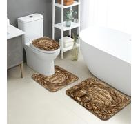Tapis de bain à séchage rapide - Motif floral vintage - Absorbant et antidérapant - Décoration d'automne - Lavable - Pour salle de bain et toilettes - 3 pièces