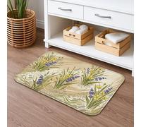 Tapis de bain à séchage rapide, motif floral vintage lavande jaune, absorbant, antidérapant, décoration printanière, en flanelle, lavable pour salle de bains et toilettes, 50,8 x 81,3 cm