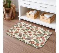 Tapis de bain à séchage rapide, motif floral vintage oiseau et nénuphar, absorbant, antidérapant, lavable en flanelle, pour salle de bain et toilettes, 40,6 x 61 cm