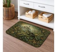 Tapis de bain à séchage rapide, motif forêt amphibienne, vintage, botanique, absorbant, antidérapant, lavable, pour salle de bain, toilettes, décoration 40,6 x 61 cm