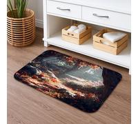 Tapis de bain à séchage rapide motif forêt d'automne - Scène de nature rustique - Absorbant et antidérapant - En flanelle saisonnière - Lavable - Pour salle de bain et toilettes - 50,8 x 81,3 cm