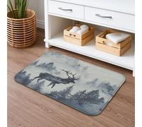 Tapis de bain à séchage rapide motif forêt de cerfs - Paysage naturel rustique - Absorbant et antidérapant - Lavable en mousse à mémoire de forme pour salle de bain et toilettes - 40,6 x 61 cm