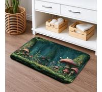 Tapis de bain à séchage rapide, motif forêt de champignons, motif floral enchanté, absorbant, antidérapant, lavable pour salle de bain et toilettes, 50,8 x 81,3 cm
