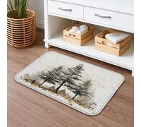 Tapis de bain à séchage rapide motif forêt d'hiver, sapins rustiques, absorbant, antidérapant, lavable en flanelle saisonnière pour salle de bain, toilettes, toilettes, décoration 40,6 x 61 cm