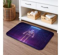 Tapis de bain à séchage rapide, motif futuriste et lumineux, absorbant, antidérapant, moderne, en flanelle, lavable pour salle de bain, toilettes, toilettes, décoration 40,6 x 61 cm
