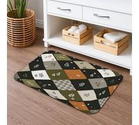 Tapis de bain à séchage rapide, motif géométrique, vintage, motif floral, diamant, absorbant, antidérapant, décoration d'automne en flanelle, lavable pour salle de bain, toilettes, toilettes 40,6 x 61