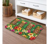 Tapis de bain à séchage rapide, motif hibiscus Tiki, absorbant, antidérapant, décoration d'été, flanelle lavable, 40,6 x 61 cm