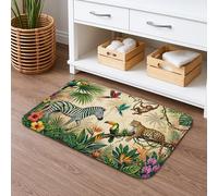 Tapis de bain à séchage rapide, motif jungle tropicale, animal exotique, floral, absorbant, antidérapant, lavable, pour salle de bain, toilettes, décoration 40,6 x 61 cm