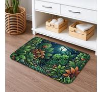 Tapis de bain à séchage rapide, motif jungle tropicale, plantes vertes et vives, décoratif, antidérapant, lavable, pour salle de bains et toilettes, 50,8 x 81,3 cm