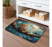 Tapis de bain à séchage rapide, motif léopard coloré, jungle, absorbant, antidérapant, décoration printanière, flanelle lavable, pour salle de bain, toilettes, toilettes, 40,6 x 61 cm