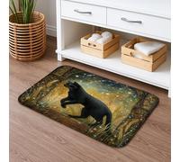 Tapis de bain à séchage rapide motif loup noir, forêt enchantée, absorbant, antidérapant, tapis de bain en flanelle lavable pour salle de bain, toilettes, toilettes, décoration 40,6 x 61 cm
