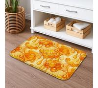 Tapis de bain à séchage rapide, motif nid d'abeille, gouttes abstraites, antidérapants, décoration d'été en flanelle lavable pour salle de bain, toilettes, toilettes, 40,6 x 61 cm