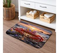 Tapis de bain à séchage rapide motif océan coucher de soleil crabe, style plage floral, absorbant, antidérapant, lavable, pour salle de bain, toilettes, toilettes, 50,8 x 81,3 cm