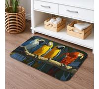 Tapis de bain à séchage rapide, motif oiseau coloré, absorbant, antidérapant, en flanelle, lavable pour salle de bain, toilettes, toilettes, 40,6 x 61 cm