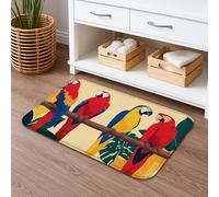 Tapis de bain à séchage rapide, motif oiseau coloré, absorbant, antidérapant, en flanelle, lavable pour salle de bain, toilettes, toilettes, 50,8 x 81,3 cm