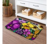 Tapis de bain à séchage rapide, motif orchidée vibrante et fleur jaune, absorbant, antidérapant, lavable, pour salle de bain, toilettes, toilettes, 50,8 x 81,3 cm