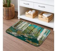 Tapis de bain à séchage rapide motif paysage de forêt, artistique, antidérapant, décoration printanière, flanelle lavable pour salle de bain, toilettes, toilettes, 40,6 x 61 cm