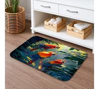 Tapis de bain à séchage rapide, motif perroquets tropicaux, art de la jungle, absorbant, antidérapant, lavable en mousse à mémoire de forme, pour salle de bain, toilettes, toilettes, décoration 50,8 x