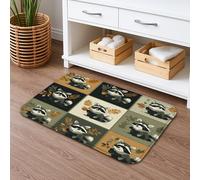 Tapis de bain à séchage rapide motif raton laveur, animaux de la forêt rustique, absorbant, antidérapant, lavable en mousse à mémoire de forme, pour salle de bain, toilettes, toilettes, décoration