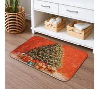 Tapis de bain à séchage rapide motif sapin de Noël, décoration de vacances festive, antidérapant, lavable en flanelle vive pour salle de bain, toilettes, toilettes, décoration de vacances 40,6 x 61 cm