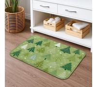 Tapis de bain à séchage rapide, motif sapin de Noël, forêt, absorbant, antidérapant, lavable en flanelle pour salle de bain, toilettes, toilettes, décoration 40,6 x 61 cm