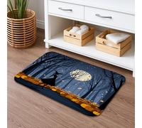 Tapis de bain à séchage rapide, motif silhouette de sorcière d'Halloween, forêt nocturne effrayante, absorbant, antidérapant, lavable en flanelle, pour salle de bain, toilettes, toilettes, décoration