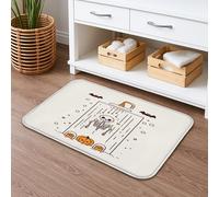 Tapis de bain à séchage rapide motif squelette d'Halloween, style dessin animé, absorbant, antidérapant, en flanelle, lavable pour salle de bain, toilettes, toilettes, décoration 40,6 x 61 cm