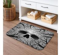Tapis de bain à séchage rapide, motif tête de mort et arbre gothique, noir, blanc, absorbant, antidérapant, lavable en mousse à mémoire de forme, pour salle de bains, toilettes, décoration 50,8 x 81,3