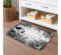 Tapis de bain à séchage rapide motif tête de mort forêt artistique, absorbant, antidérapant, gothique, en flanelle, lavable pour salle de bains, toilettes, toilettes, décoration 40,6 x 61 cm