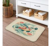 Tapis de bain à séchage rapide, motif tortue océanique, coloré, absorbant, antidérapant, lavable, en flanelle côtière, pour salle de bains, toilettes, toilettes, décoration 40,6 x 61 cm