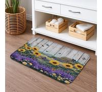 Tapis de bain à séchage rapide motif tournesol lavande, absorbant, antidérapant, en flanelle, pour salle de bain, toilettes, toilettes, décoration 40,6 x 61 cm