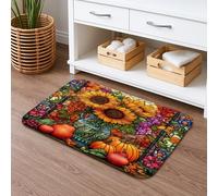 Tapis de bain à séchage rapide, motif tournesol vif, antidérapant, coloré en mousse à mémoire de forme, lavable pour salle de bain, toilettes, toilettes, décoration 40,6 x 61 cm