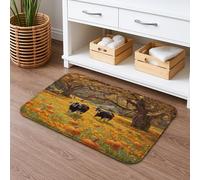 Tapis de bain à séchage rapide motif vaches rustiques dans un patch citrouille, absorbant, antidérapant, lavable en mousse à mémoire de forme, pour salle de bain, toilettes, toilettes, décoration 50,8