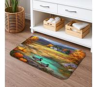 Tapis de bain à séchage rapide, paysage d'automne vif, antidérapant, rustique en mousse à mémoire de forme, lavable pour salle de bain, toilettes, toilettes, décoration 40,6 x 61 cm