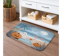 Tapis de bain à séchage rapide pour Halloween, plage, fantôme, citrouille, oiseau tropical, absorbant, antidérapant, saisonnier en mousse à mémoire de forme, tapis de bain décoratif 40,6 x 61 cm