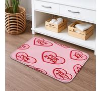 Tapis de bain à séchage rapide pour la Saint-Valentin, motif cœur et messages d'amour, tapis de douche romantique en flanelle lavable pour décoration de salle de bain, 40,6 x 61 cm