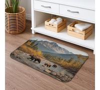 Tapis de bain à séchage rapide pour salle de bain, toilettes, toilettes, décoration d'intérieur et de forêt d'ours - Antidérapant - Rustique - Lavable - 50,8 x 81,3 cm