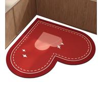 Tapis de bain à séchage rapide - Red Love - Tapis de sol antidérapant et absorbant - Tapis de boue à diatomées doux - Tapis de salle de bain super absorbant avec fonction à séchage rapide - Décoration