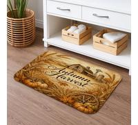 Tapis de bain à séchage rapide - Rustique - Moisson d'automne - Absorbant et antidérapant - En flanelle - Lavable - Pour salle de bain et toilettes - 50,8 x 81,3 cm