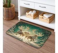 Tapis de bain à séchage rapide - Style vintage - Motif forêt de cerfs - Antidérapant - Lavable - En flanelle - Pour salle de bain, toilettes, toilettes - 50,8 x 81,3 cm
